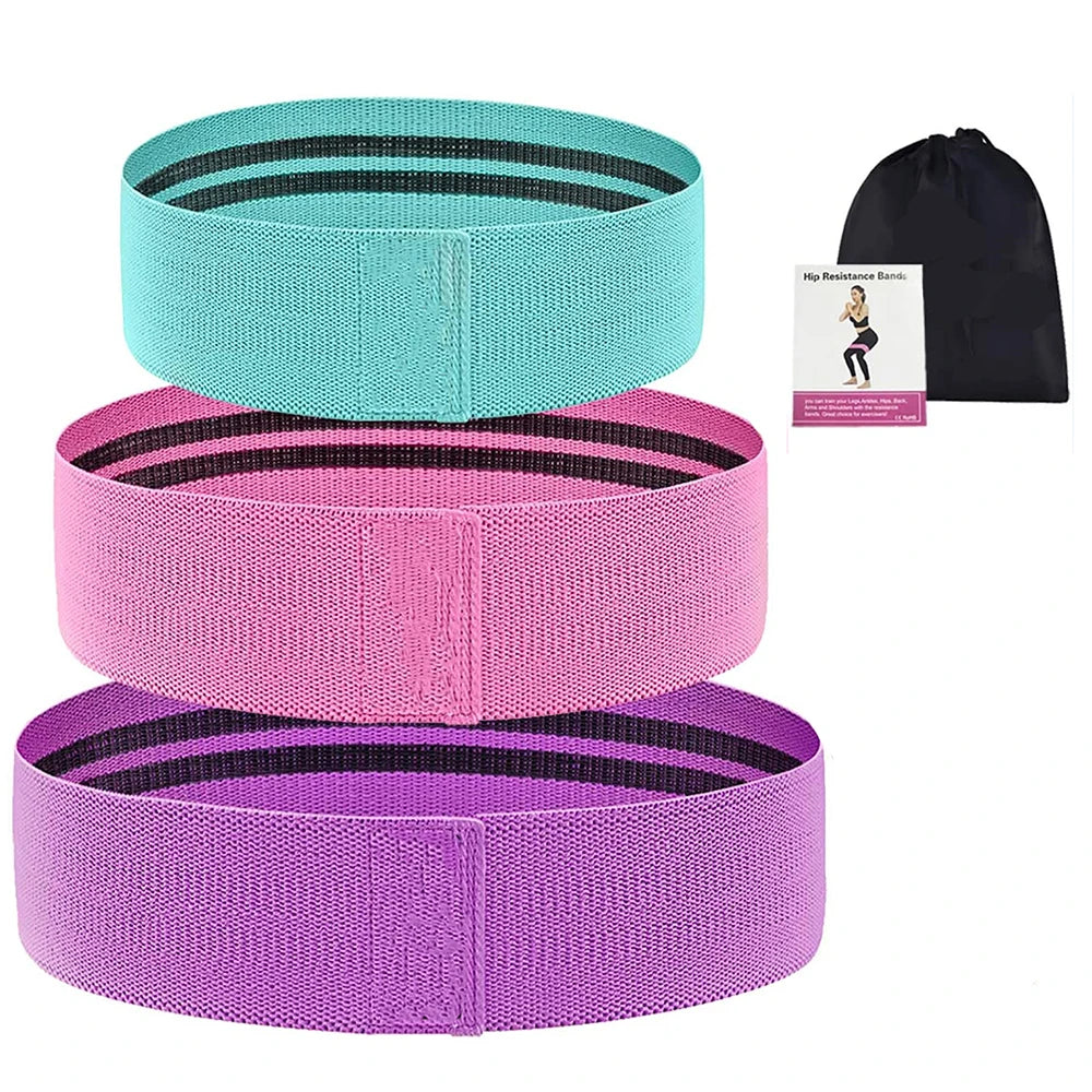 Elastic Rubber Resistance Bands Set – Yoga, Hip Circle Expander, Gym & Home Workout – 3PCs