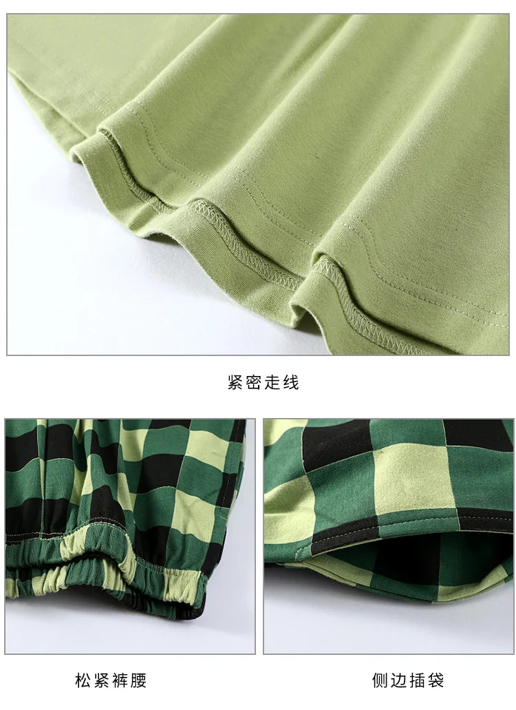 New Sleepwear Cartoon Cotton Pajamas for Women Long Pants Short Sleeved Summer Spring Loungewear Fashion Home Clothing Home wear