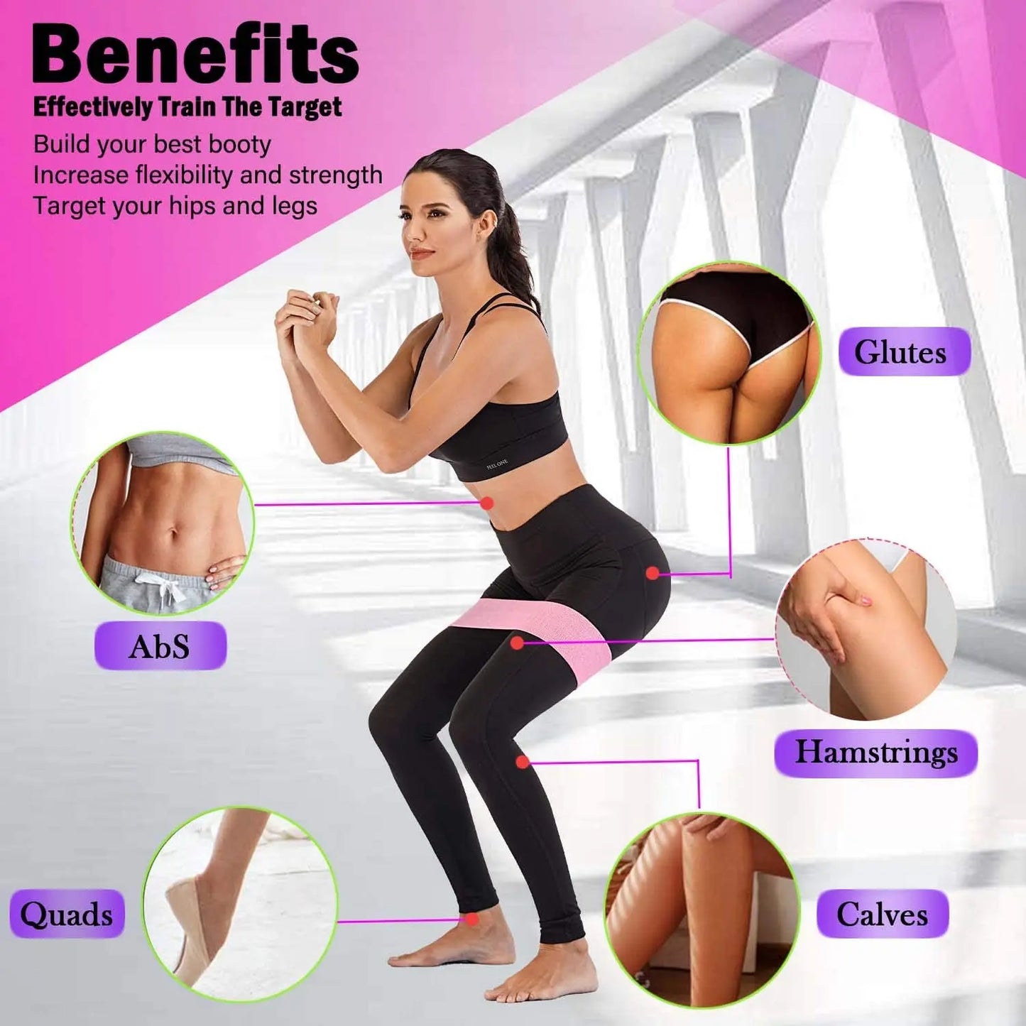 Elastic Rubber Resistance Bands Set – Yoga, Hip Circle Expander, Gym & Home Workout – 3PCs