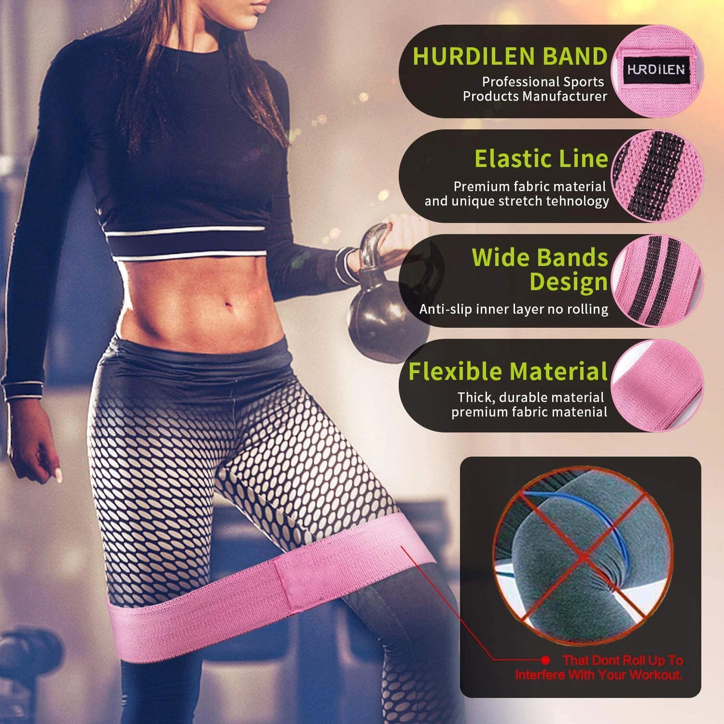 Elastic Rubber Resistance Bands Set – Yoga, Hip Circle Expander, Gym & Home Workout – 3PCs