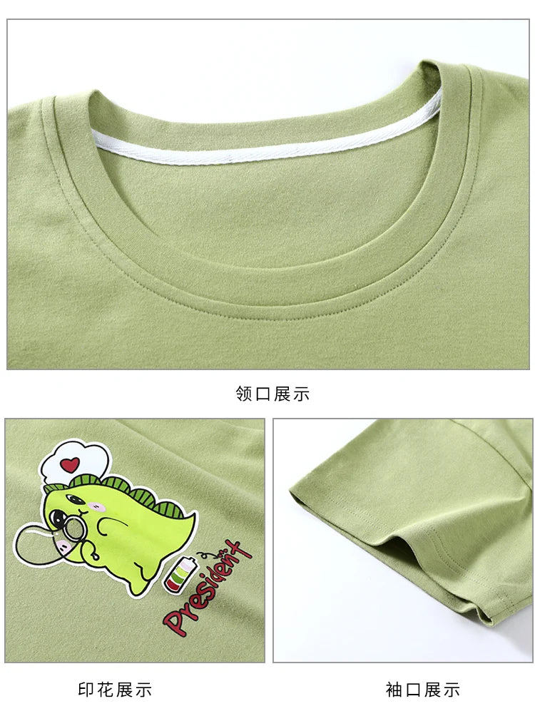 New Sleepwear Cartoon Cotton Pajamas for Women Long Pants Short Sleeved Summer Spring Loungewear Fashion Home Clothing Home wear