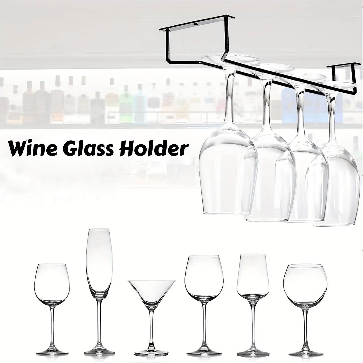 Under Cabinet Wine Glass Holder – Sturdy Hanging Organizer for Stemware Storage in Kitchen, Bar, or Cabinet