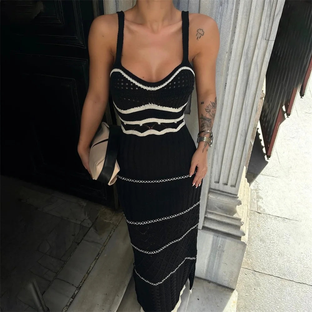 Elegant Knit Summer Maxi Dress – 2024 Casual & Sexy Holiday Style