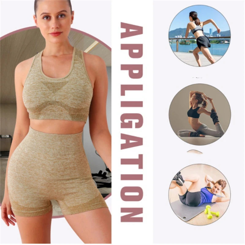 Women's Seamless Yoga Set – Sport Bra & High-Waist Leggings for Workout