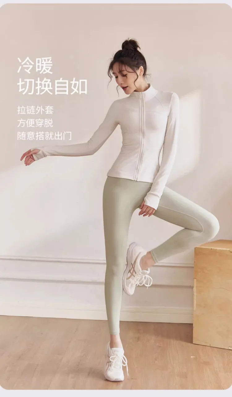 Women's Zip Fitness Long Sleeve Sports Jacket – Quick-Dry Yoga Top & Sunscreen Sportswear