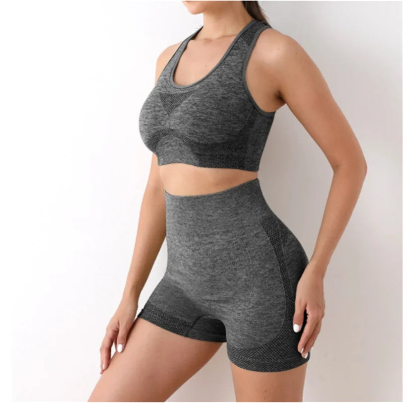 Women's Seamless Yoga Set – Sport Bra & High-Waist Leggings for Workout
