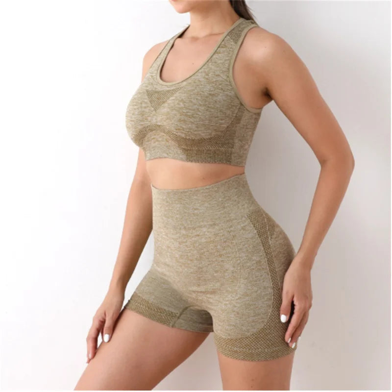 Women's Seamless Yoga Set – Sport Bra & High-Waist Leggings for Workout