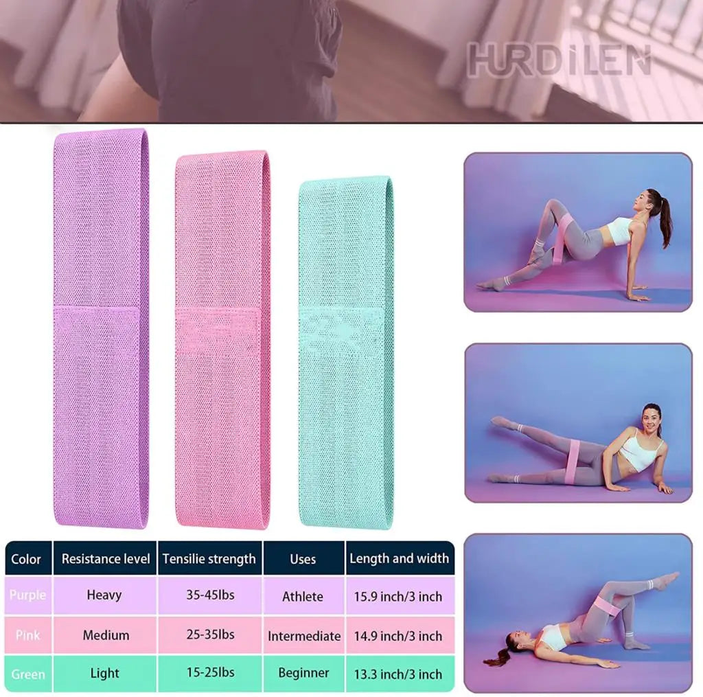 Elastic Rubber Resistance Bands Set – Yoga, Hip Circle Expander, Gym & Home Workout – 3PCs