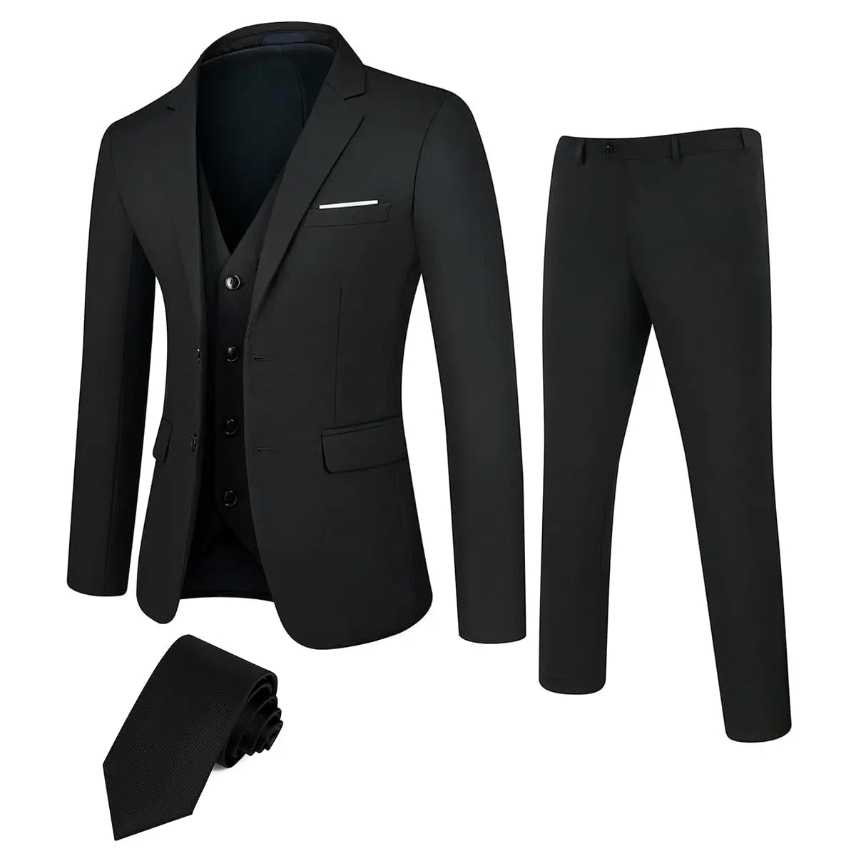 TweedLad Men's Business Suit Set – Regular Fit Tuxedo Jacket and Trousers, Stylish Formal Wear for Groomsmen, Weddings, and Events
