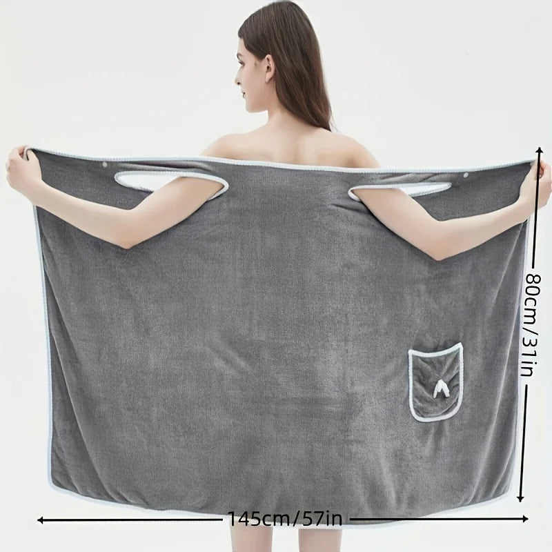 Wearable Bath Towel with Bowknot | Coral Velvet Bath Skirt | Quick Dry, Ultra-Absorbent, No Hair Loss
