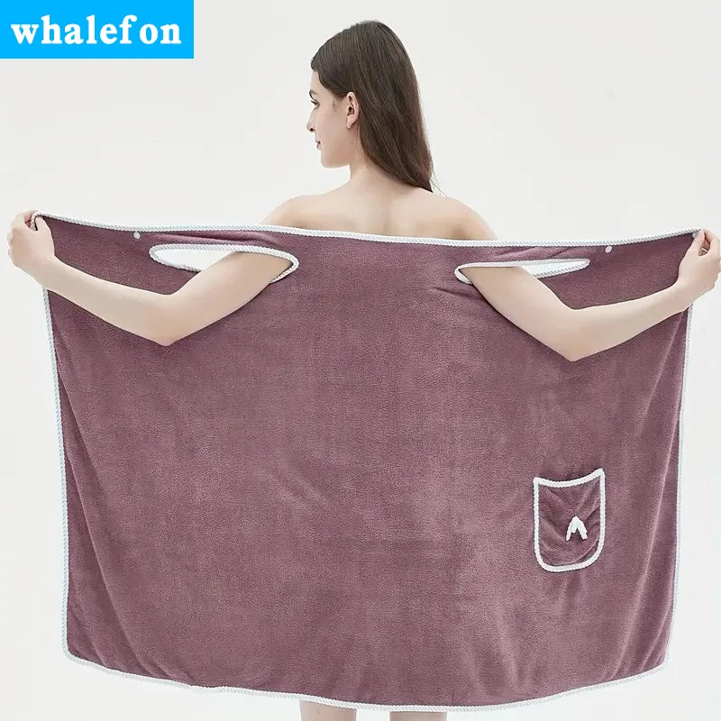 Wearable Bath Towel with Bowknot | Coral Velvet Bath Skirt | Quick Dry, Ultra-Absorbent, No Hair Loss