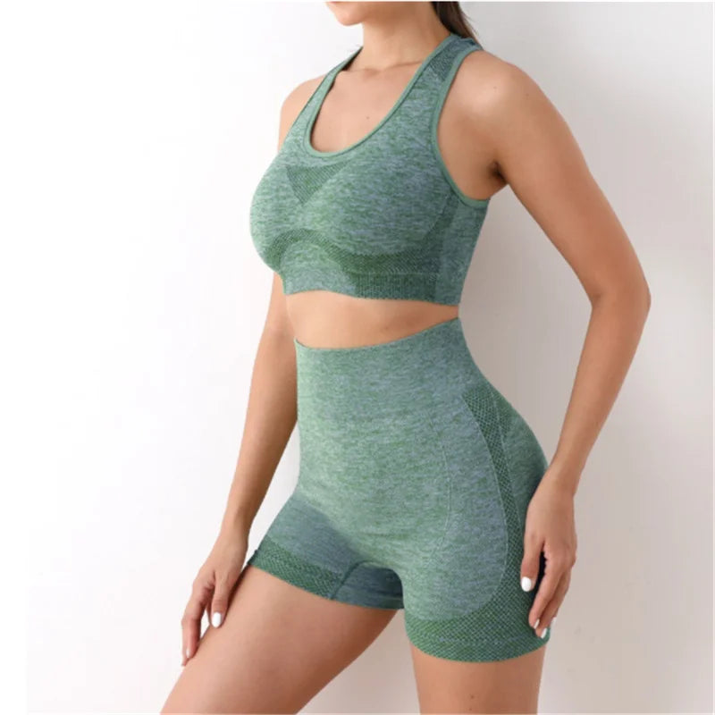 Women's Seamless Yoga Set – Sport Bra & High-Waist Leggings for Workout
