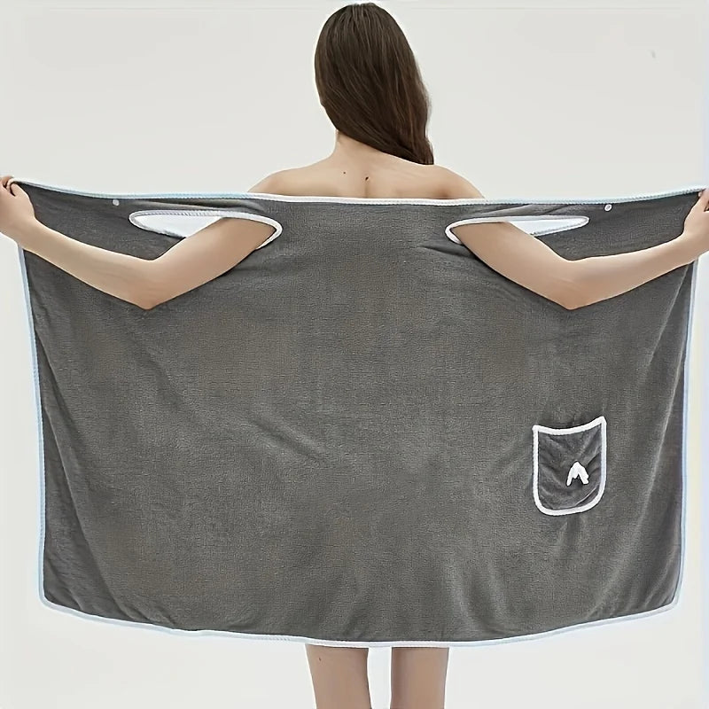 Wearable Bath Towel with Bowknot | Coral Velvet Bath Skirt | Quick Dry, Ultra-Absorbent, No Hair Loss