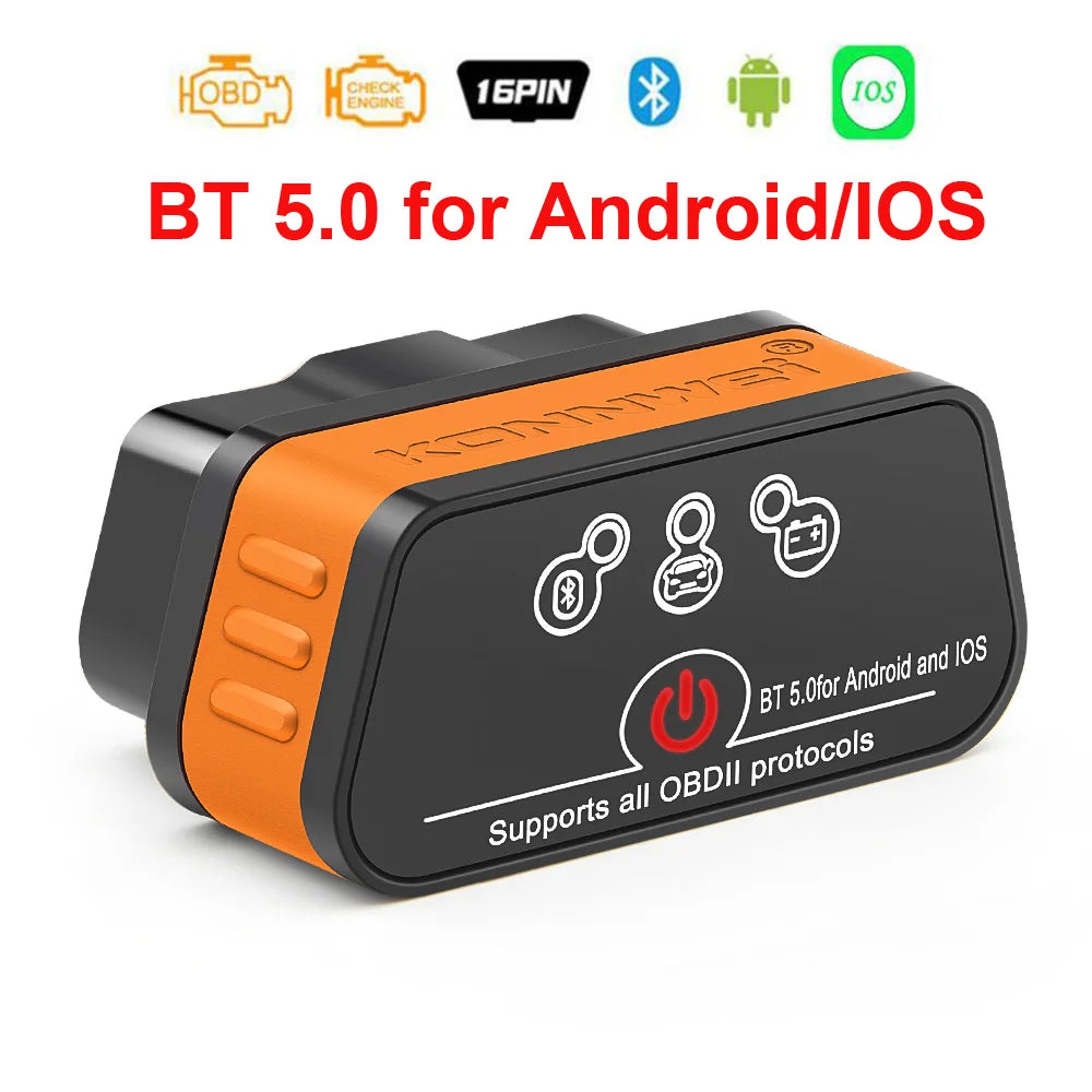 Konnwei ELM327 V1.5 Bluetooth 5.0 OBD2 Scanner – Auto Diagnostic Code Reader for Cars & OBDII Tools