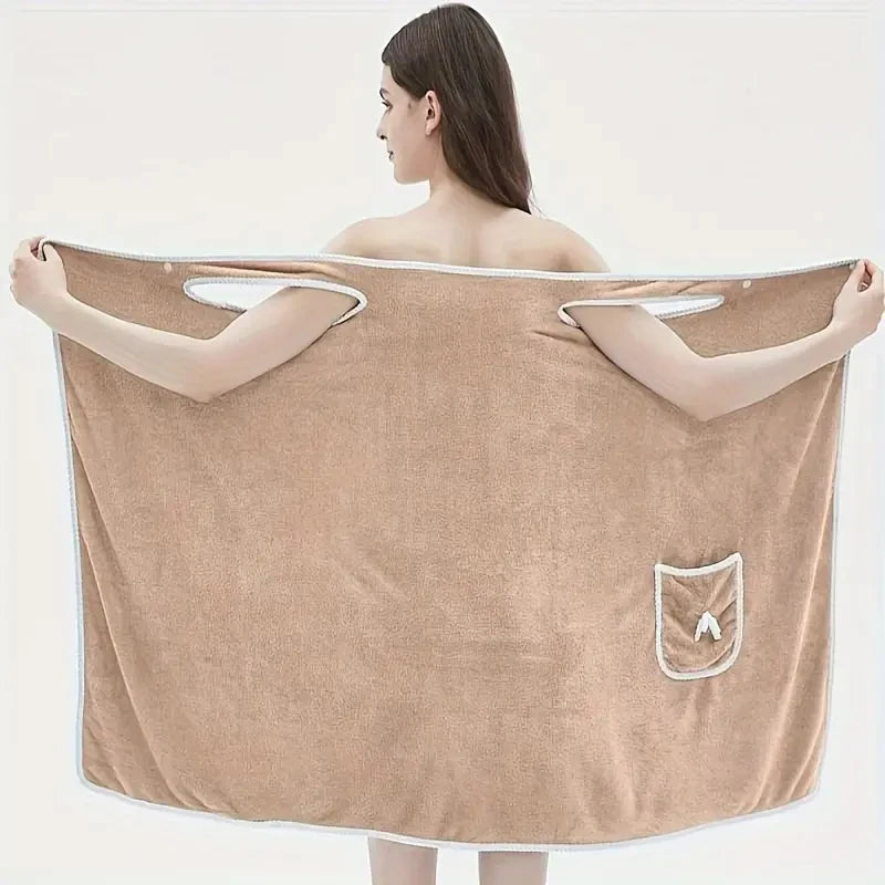 Wearable Bath Towel with Bowknot | Coral Velvet Bath Skirt | Quick Dry, Ultra-Absorbent, No Hair Loss