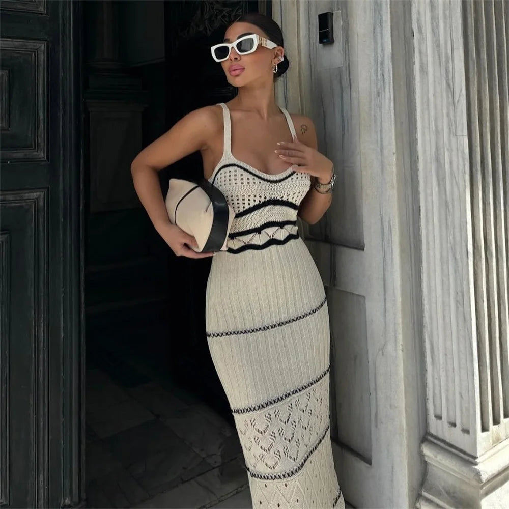 Elegant Knit Summer Maxi Dress – 2024 Casual & Sexy Holiday Style