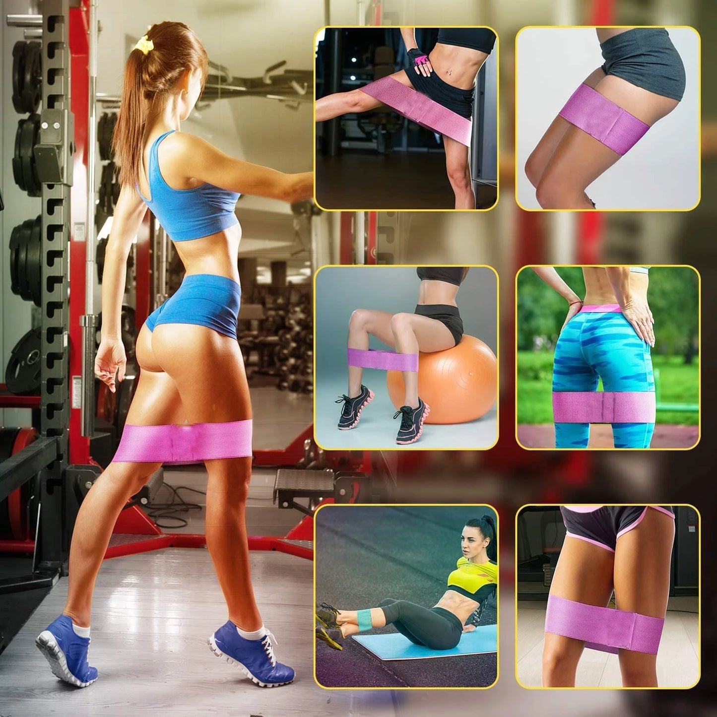 Elastic Rubber Resistance Bands Set – Yoga, Hip Circle Expander, Gym & Home Workout – 3PCs