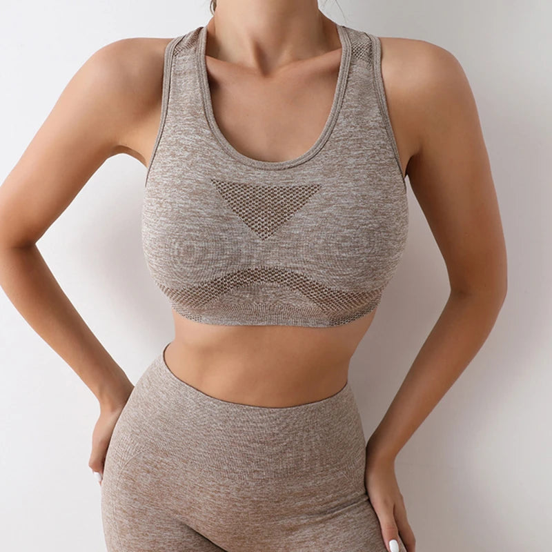 Women's Seamless Yoga Set – Sport Bra & High-Waist Leggings for Workout
