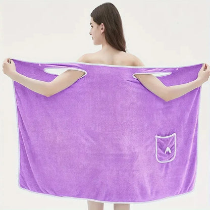 Wearable Bath Towel with Bowknot | Coral Velvet Bath Skirt | Quick Dry, Ultra-Absorbent, No Hair Loss