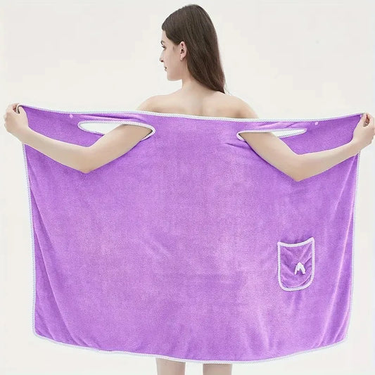 Wearable Bath Towel with Bowknot | Coral Velvet Bath Skirt | Quick Dry, Ultra-Absorbent, No Hair Loss
