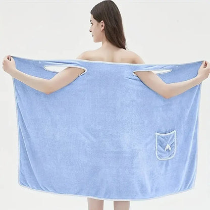 Wearable Bath Towel with Bowknot | Coral Velvet Bath Skirt | Quick Dry, Ultra-Absorbent, No Hair Loss