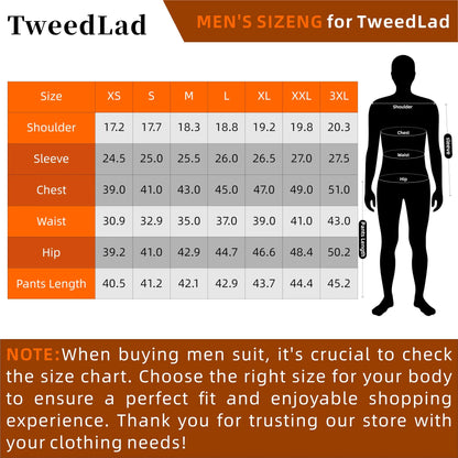 TweedLad Men's Business Suit Set – Regular Fit Tuxedo Jacket and Trousers, Stylish Formal Wear for Groomsmen, Weddings, and Events