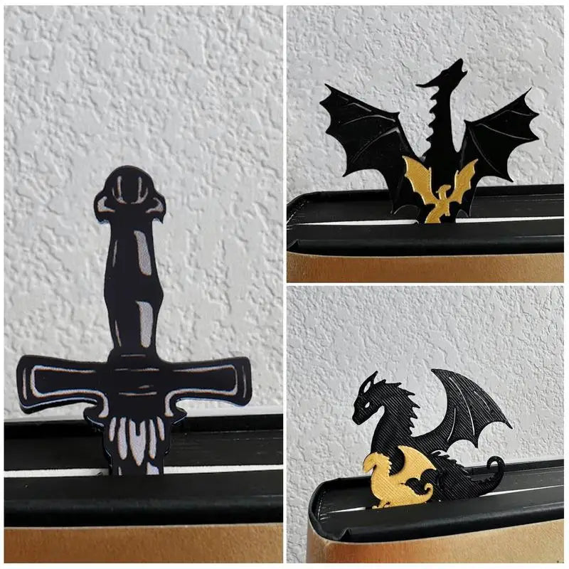 Fourth Wing Acrylic Dragon Tassel Bookmark – Mystical Black Fantasy Page Marker for Students & Teachers