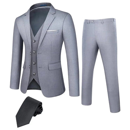 TweedLad Men's Business Suit Set – Regular Fit Tuxedo Jacket and Trousers, Stylish Formal Wear for Groomsmen, Weddings, and Events