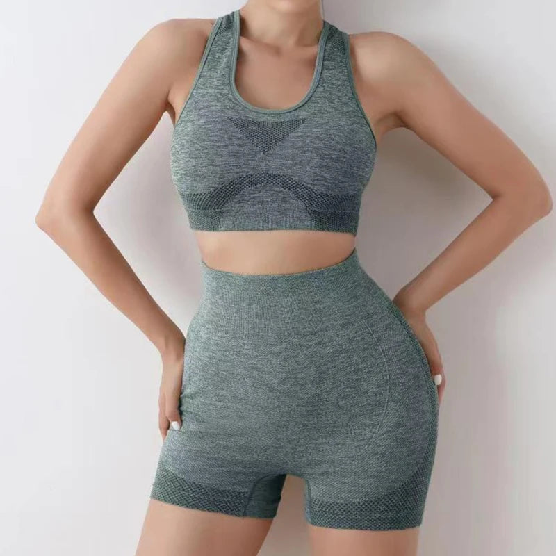 Women's Seamless Yoga Set – Sport Bra & High-Waist Leggings for Workout