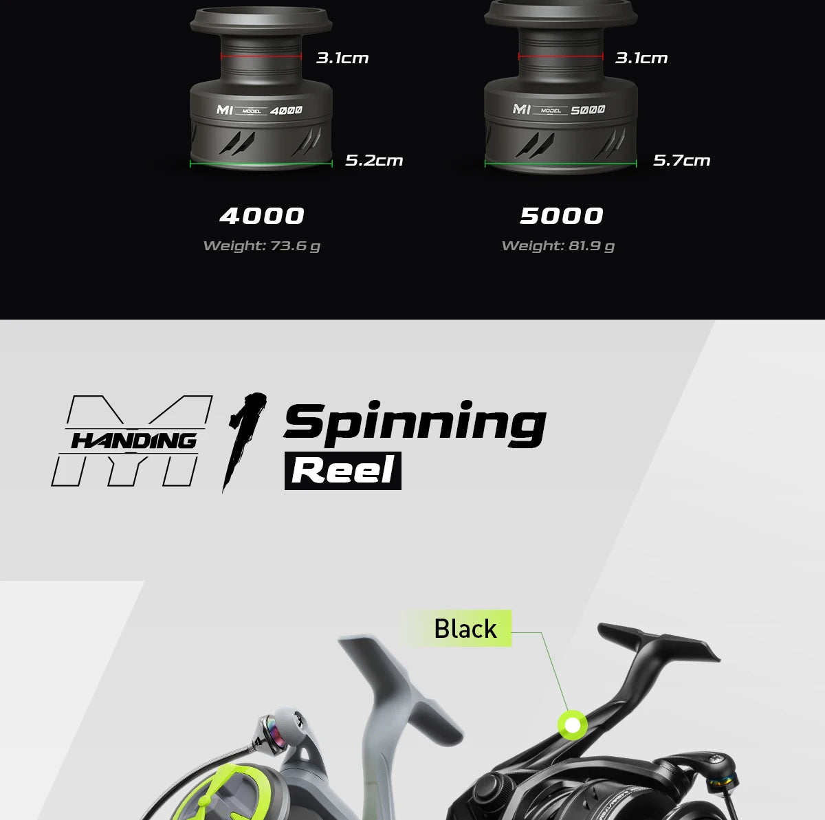Premium HANDING M1 Spinning Reel – Graphite Frame, 12kg Drag, 9+1 Bearings, 5.2:1 Gear Ratio – Versatile All-Purpose Fishing Reel