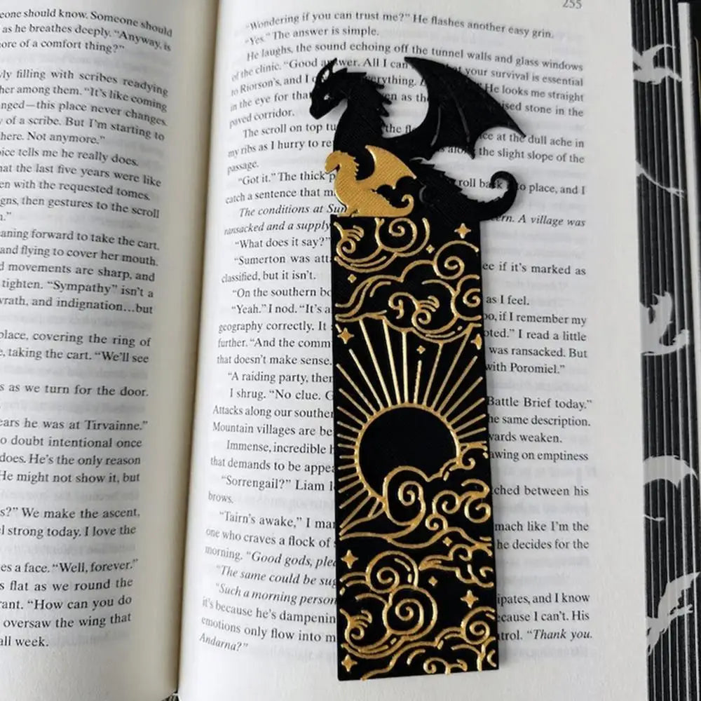 Fourth Wing Acrylic Dragon Tassel Bookmark – Mystical Black Fantasy Page Marker for Students & Teachers