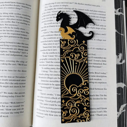 Fourth Wing Acrylic Dragon Tassel Bookmark – Mystical Black Fantasy Page Marker for Students & Teachers