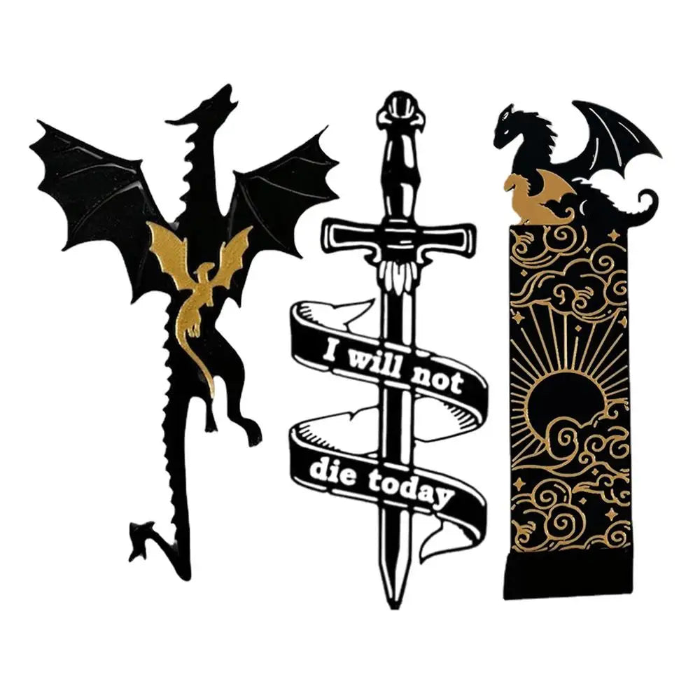 Fourth Wing Acrylic Dragon Tassel Bookmark – Mystical Black Fantasy Page Marker for Students & Teachers