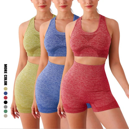 Women's Seamless Yoga Set – Sport Bra & High-Waist Leggings for Workout