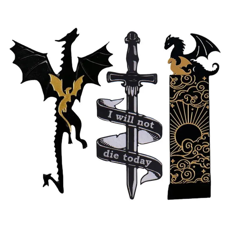 Fourth Wing Acrylic Dragon Tassel Bookmark – Mystical Black Fantasy Page Marker for Students & Teachers