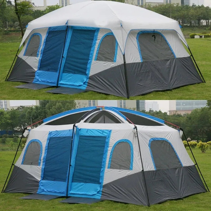 Glamping Tourist Extra-Large Family Camping Tent – Waterproof, UV-Protected, 2 Living Rooms, Fits Up to 12 People