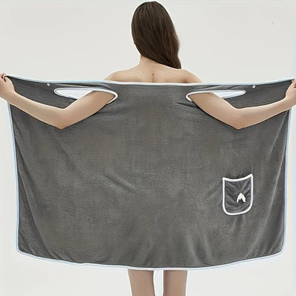 Wearable Bath Towel with Bowknot | Coral Velvet Bath Skirt | Quick Dry, Ultra-Absorbent, No Hair Loss