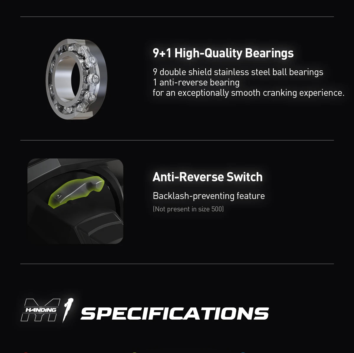 Premium HANDING M1 Spinning Reel – Graphite Frame, 12kg Drag, 9+1 Bearings, 5.2:1 Gear Ratio – Versatile All-Purpose Fishing Reel