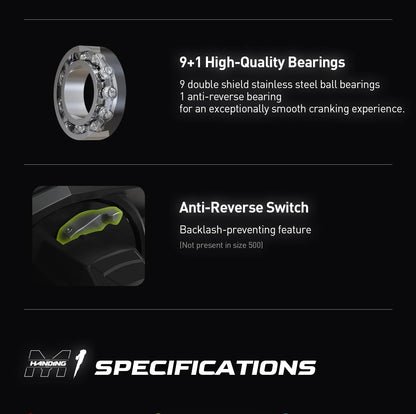 Premium HANDING M1 Spinning Reel – Graphite Frame, 12kg Drag, 9+1 Bearings, 5.2:1 Gear Ratio – Versatile All-Purpose Fishing Reel