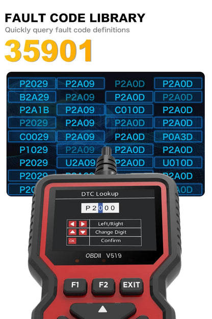 New OBD2 V519 Scanner - Professional Mechanic OBDII Diagnostic Code Reader for Check Engine Light, Live Data, and Code Reading/Erasing