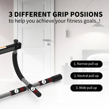 LEIKEFITNESS Adjustable Pull-Up Bar for Door Frames – Portable Upper Body Workout Equipment for Home Gyms