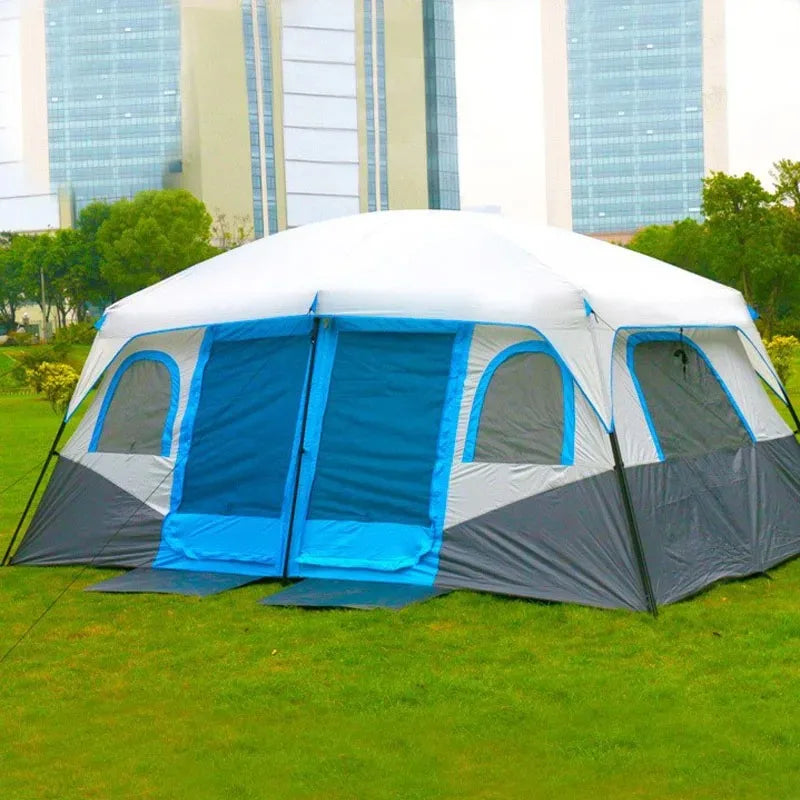 Glamping Tourist Extra-Large Family Camping Tent – Waterproof, UV-Protected, 2 Living Rooms, Fits Up to 12 People