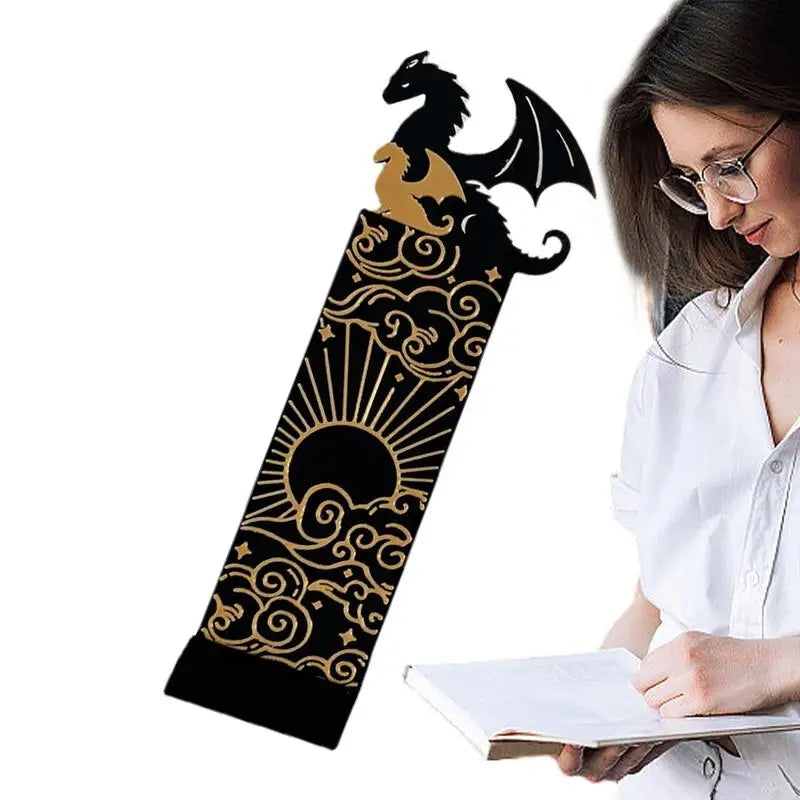 Fourth Wing Acrylic Dragon Tassel Bookmark – Mystical Black Fantasy Page Marker for Students & Teachers