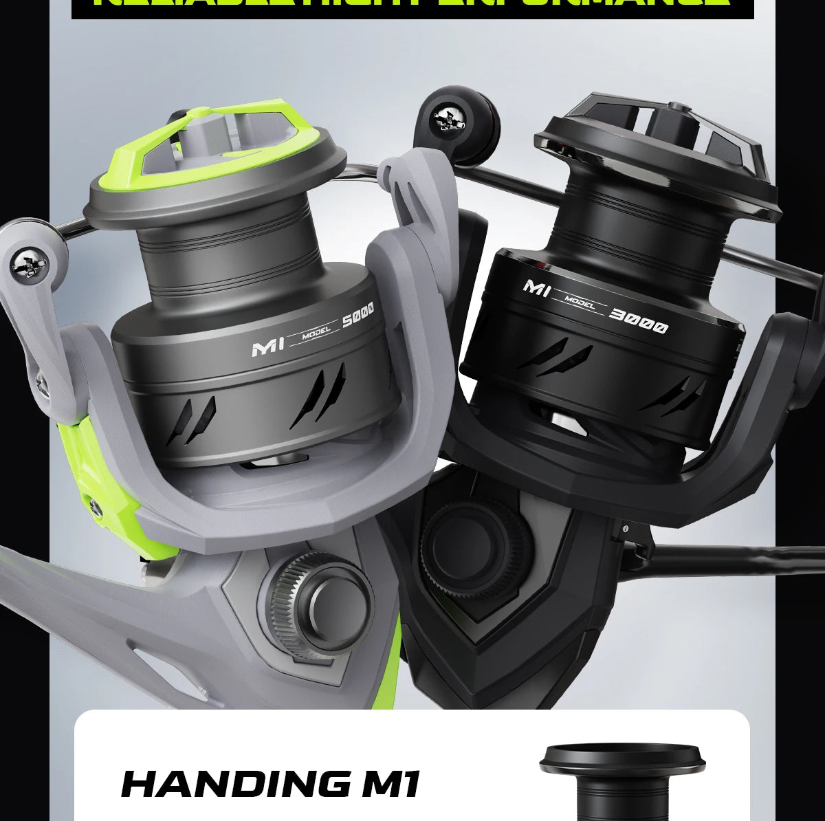 Premium HANDING M1 Spinning Reel – Graphite Frame, 12kg Drag, 9+1 Bearings, 5.2:1 Gear Ratio – Versatile All-Purpose Fishing Reel