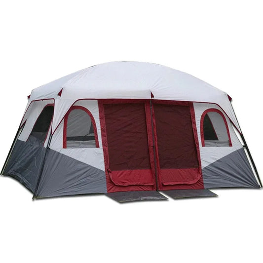 Glamping Tourist Extra-Large Family Camping Tent – Waterproof, UV-Protected, 2 Living Rooms, Fits Up to 12 People